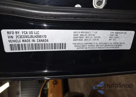 2020 Dodge Charger Scat Pack Rwd from USA, damaged, VIN 2C3CDXGJ8LH200170